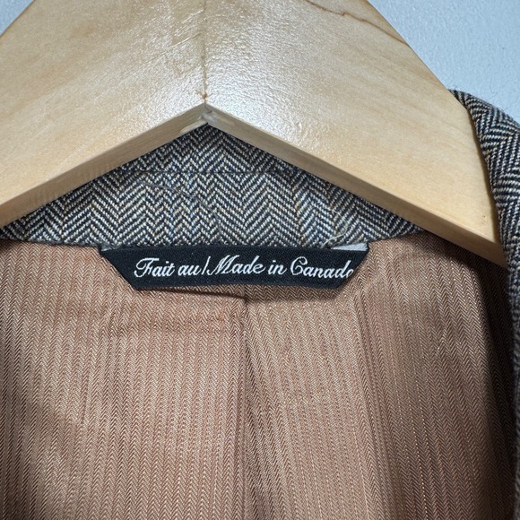 Loro Piana Cashmere Sport Coat Blazer Men 44L Gray Beige Check Manzoni 2 Btn - Picture 9 of 15